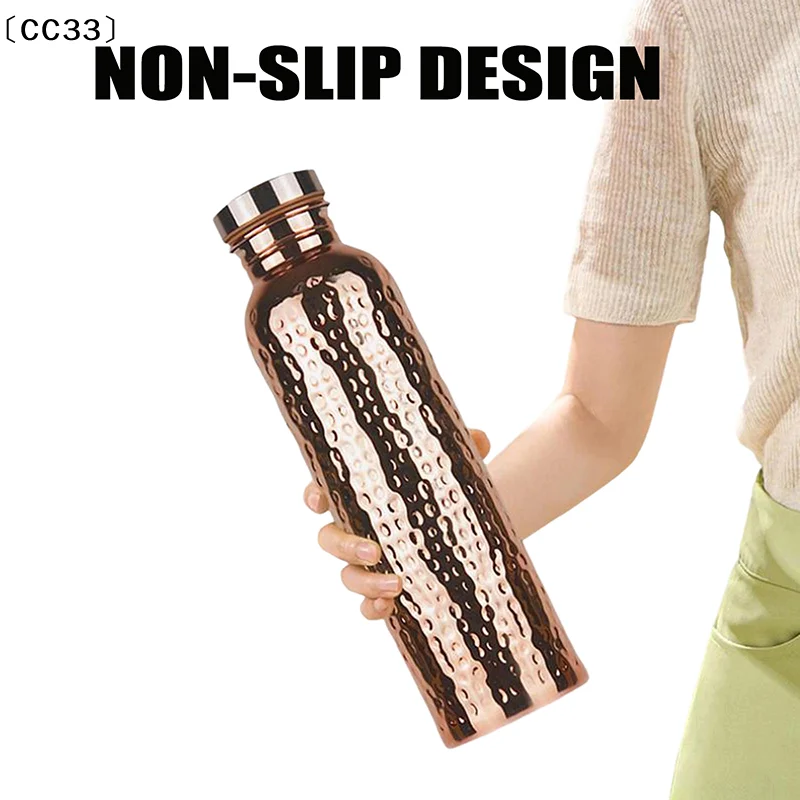 800ML Electroplated Copper Water Bottle​ ​One-Click Open Lid​ Anti-Slip​ ​Hammer Pattern Bottle​ Sports Water Bottle〔CC33〕