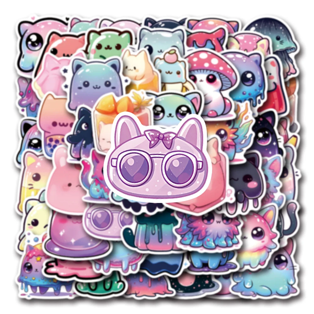 10/30/54pcs Cute Animal Jelly Cat Stickers Kawaii Girls Cartoon Decoration Decals Toys Graffiti Laptop Car Vinyl Sticker Packs