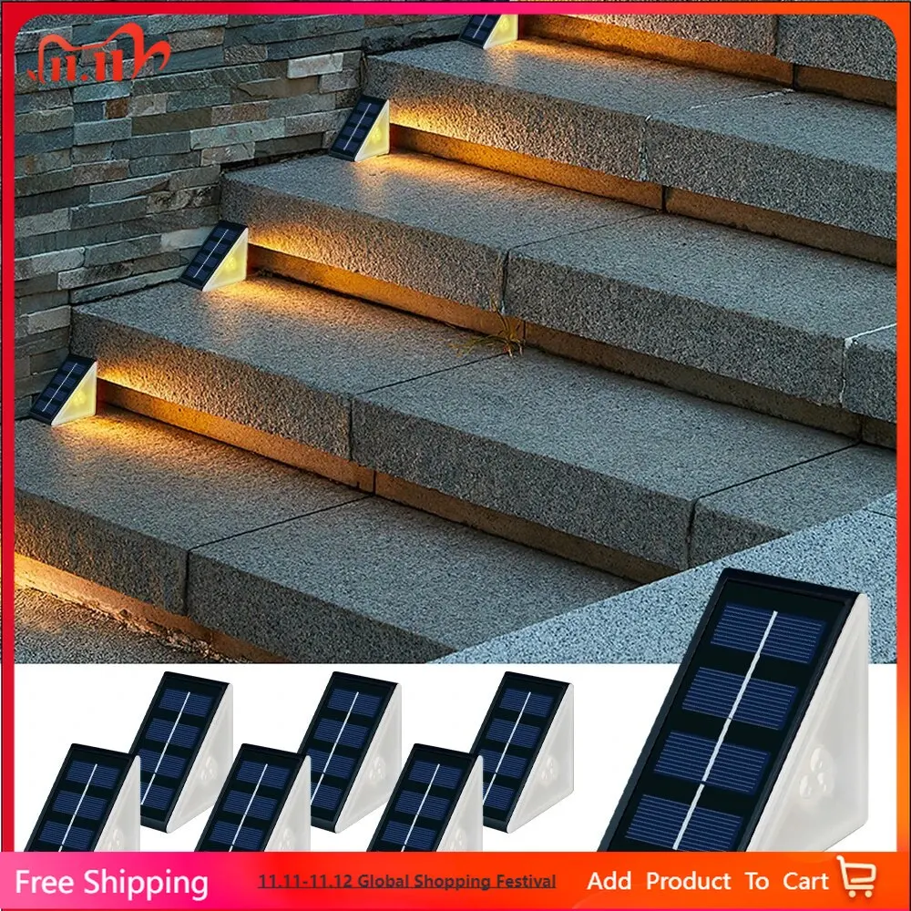 

Outdoor Solar Step Lights Warm White RGB Triangle IP67 Waterproof Auto on Decoration Deck Lights for Patio Yard Driveway Porch
