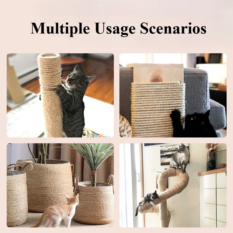 20M/50M Cat DIY Sisal Rope Cat Climbing Grinding Frame Special Cotton Rope Resistant Grinding Scratching Cat Toy Rope-4/6/8mm