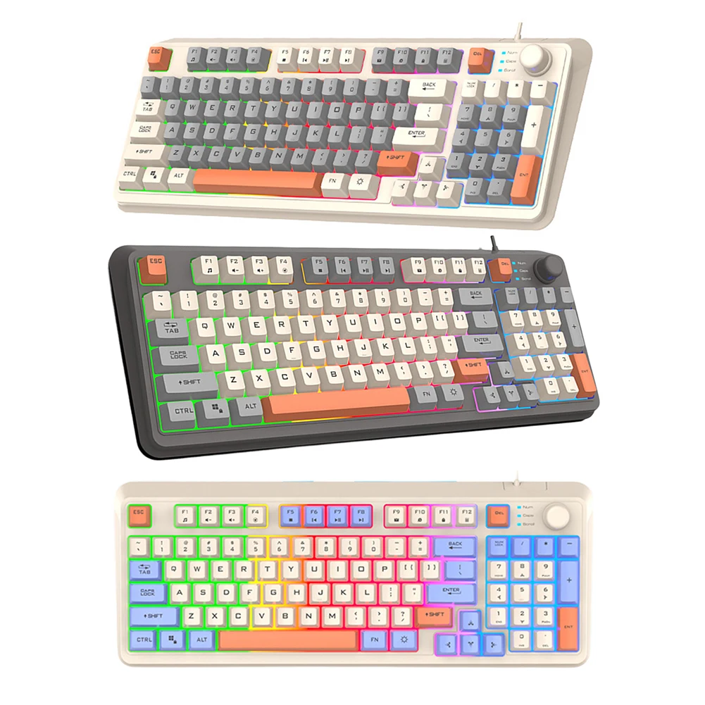 

K82 Gaming Keyboard RGB Light Luminous Keyboard USB Port Wired Keypad 94 Keys Hot-Swap Keyboard for Notebook Laptop Desktop