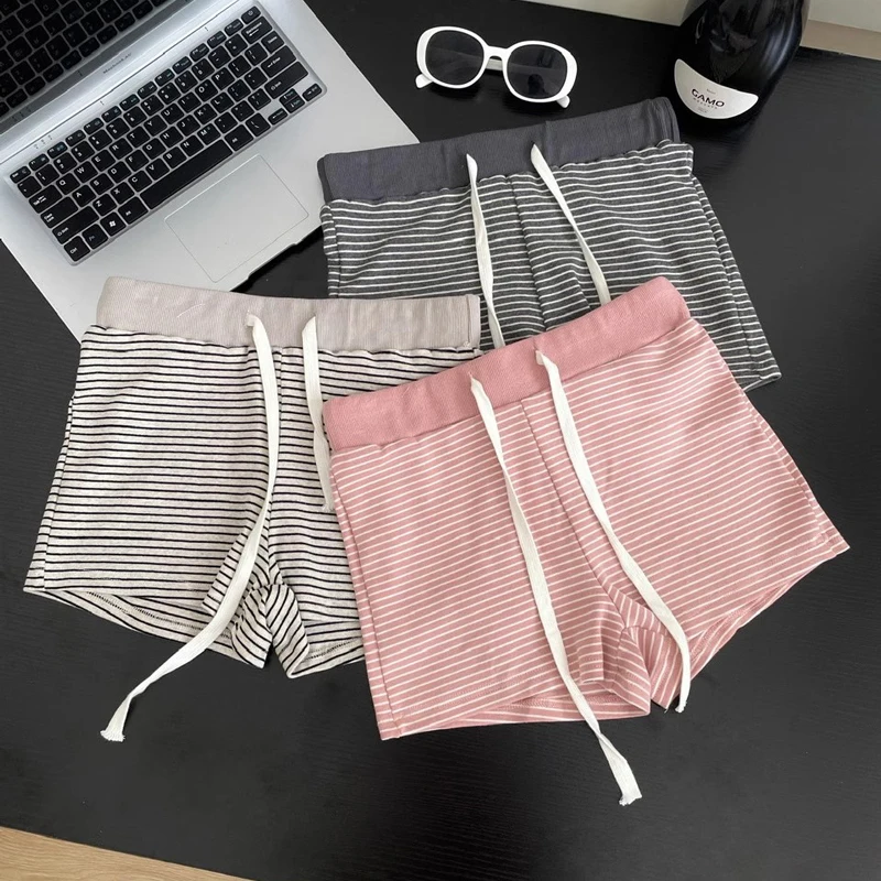 

Women's Drawstring Stripe Sweat Short With Wide Waistband
