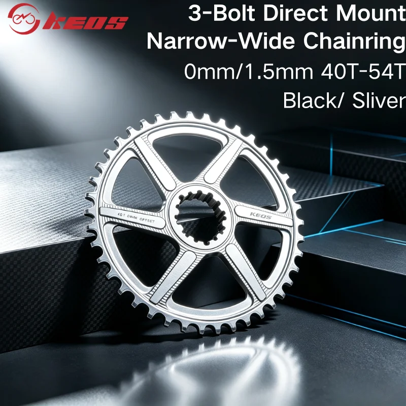 KEOS 3‑Bolt Direct Mount Narrow Wide Single Chainring 40‑54T Positive Negative Teeth For Gravel MTB Road Bike Cycling Spare Part