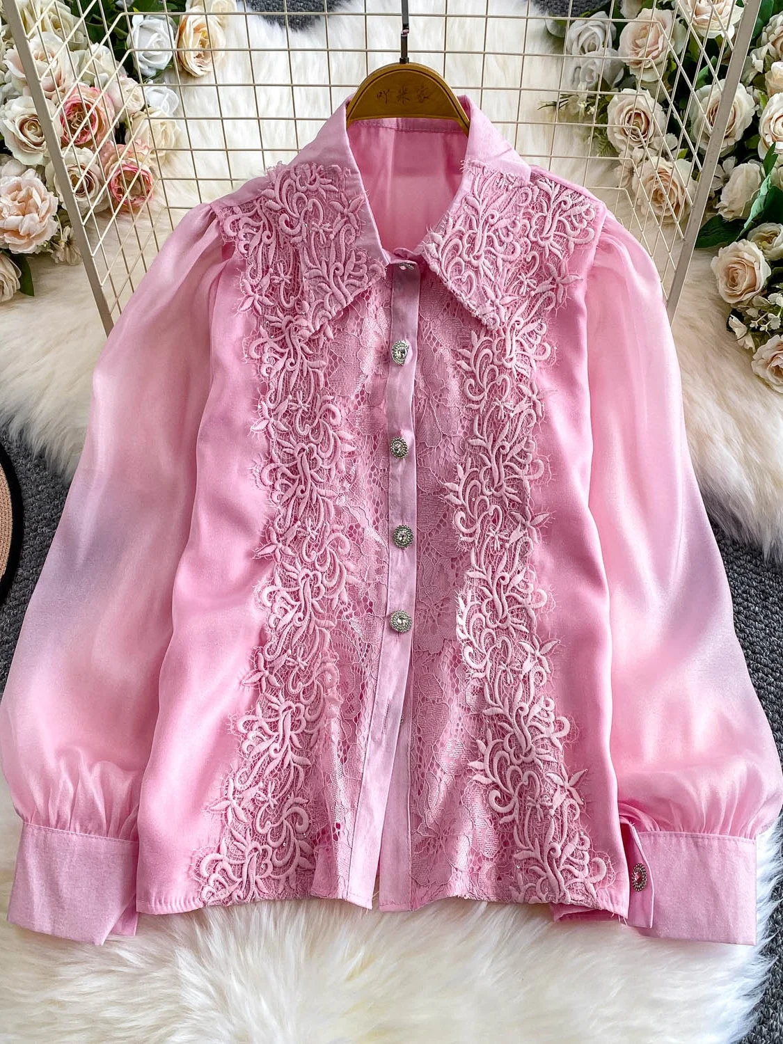 

Ретро Sle кружевной лоскутный отложной воротник на одной пуговице для похудения красивый irt для женщин длинный свек повседневная одежда