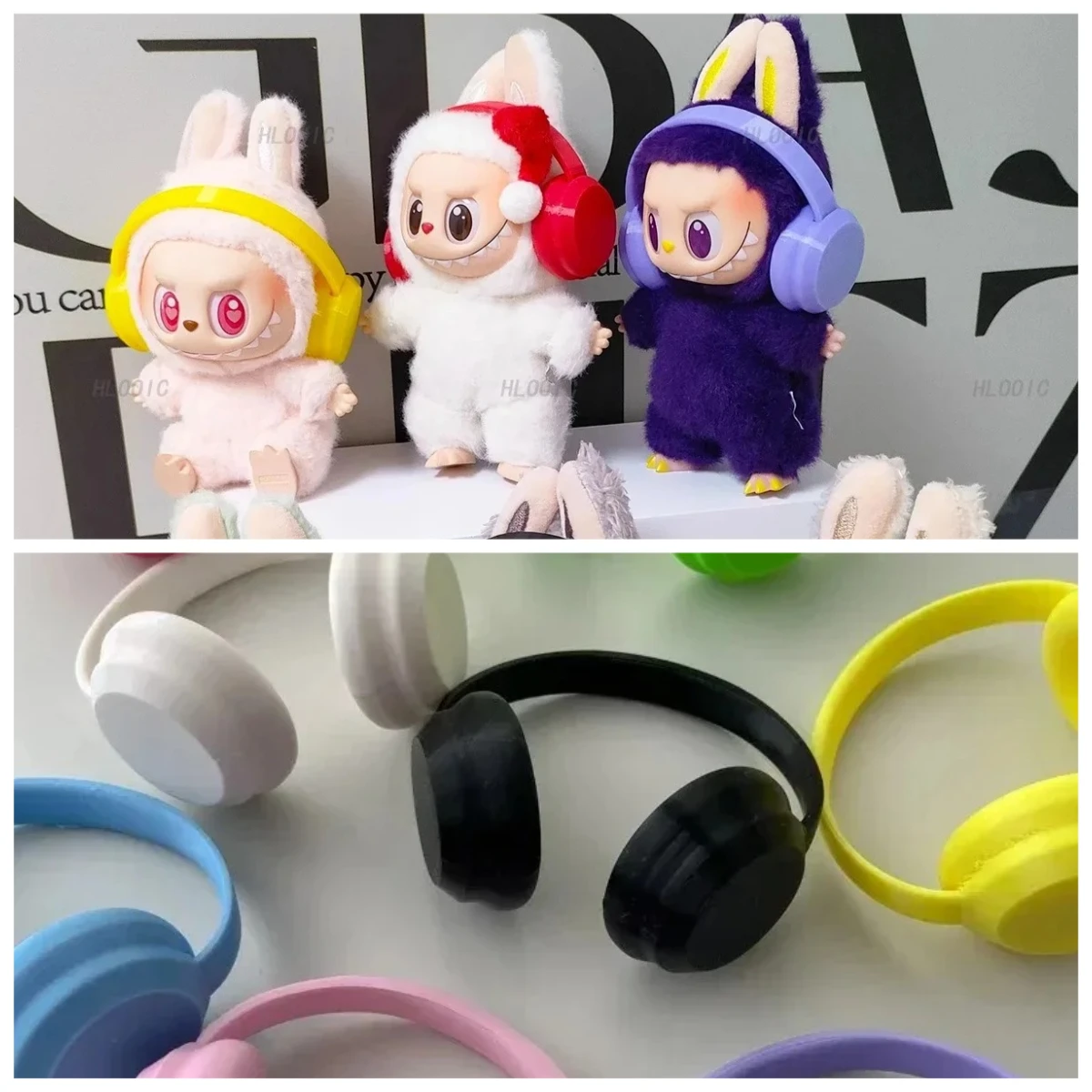 Mini Doll'S Clothes Outfit Accessories for 15-17cm Labubu and 10cm Cotton Doll Vest Uniform Headset Earphone Set