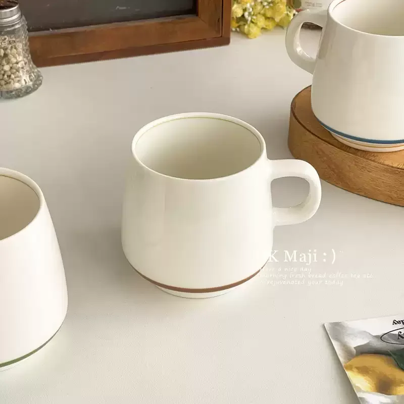 340ml Splicing Ceramic Cup 2026 New Household Underglaze Color Beautiful Exquisite Water Mugs Handle Simple Office Coffee Cup