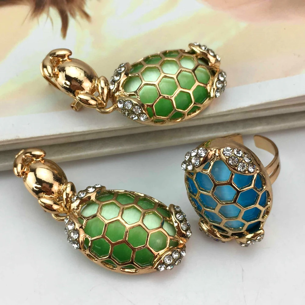 Fashion Trendy Women Jewelry Set Gold-Plated Beads Necklace Earrings Bracelet Ring Sets Girls Birthday Gifts FHK17030