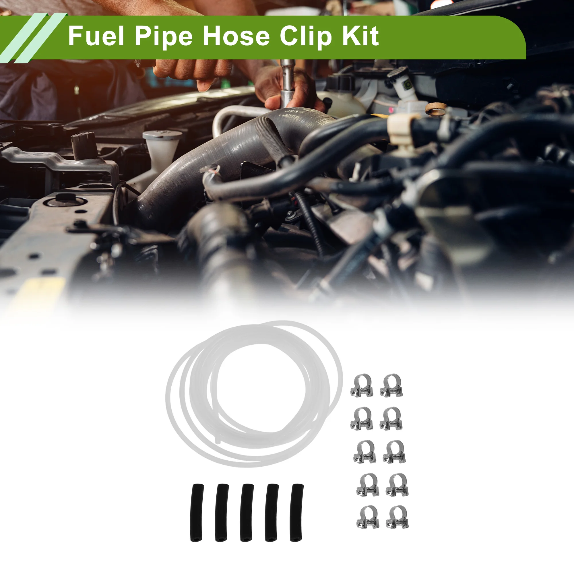 

UXCELL Fuel Pipe Hose Clip Kit Fuel Pipe Line Hose Clip Set with Clips for Car Truck