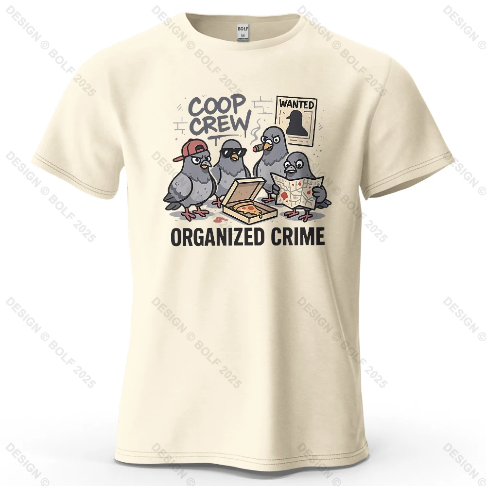 Pigeon Help Cartoon Printed Round Neck T-shirt Casual Party Women's Top T-shirt Street Clothing Breathable Skin Friendly