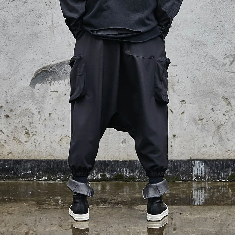 Spring New Men\'s Trend Casual Bottoming Ninth Elastic Loose Straight High Waist Pants