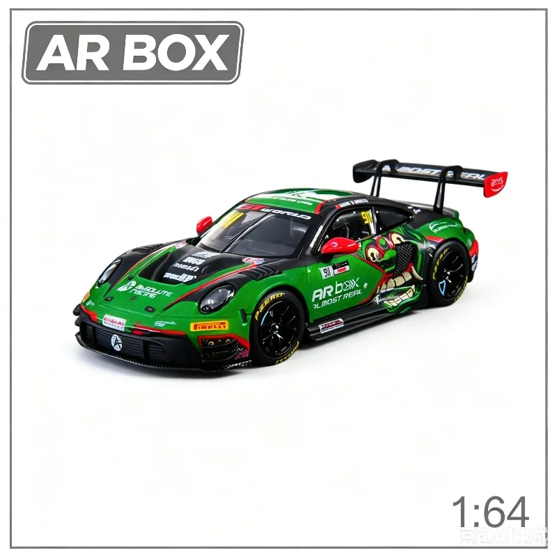 

AR Box 1:64 Supercar 911 GT3 R Track Edition with Green Balon Coating, Die Cast Alloy Car Model, Adult Collection Ornament.