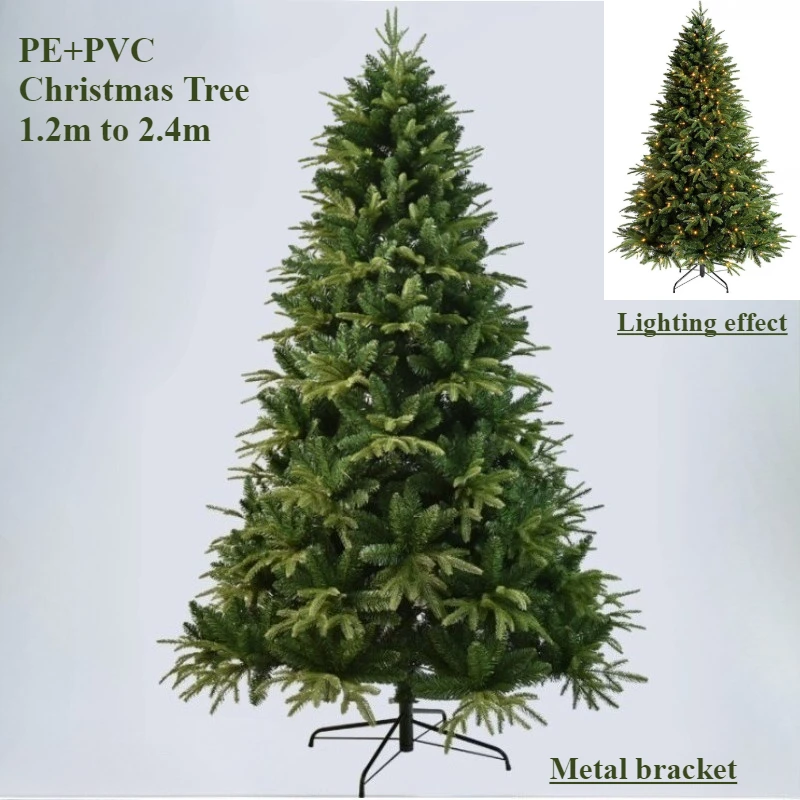 

PE+PVC Artificial Christmas Tree Encryption Metal Support Christmas Tree 1.2m To 2.4m Home Christmas Scene Decoration Supplies