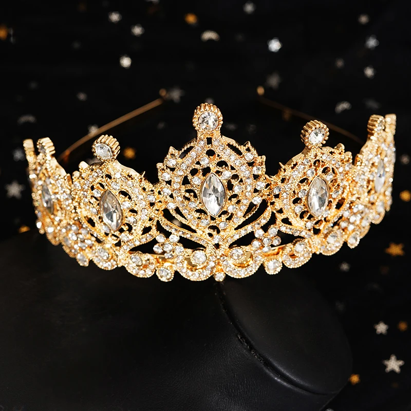 Moroccan Bridal Hair Crown Red and Green Crystal Crown Algeria Ladies Wedding Hair Jewelry Gold Color Metal Free Shipping