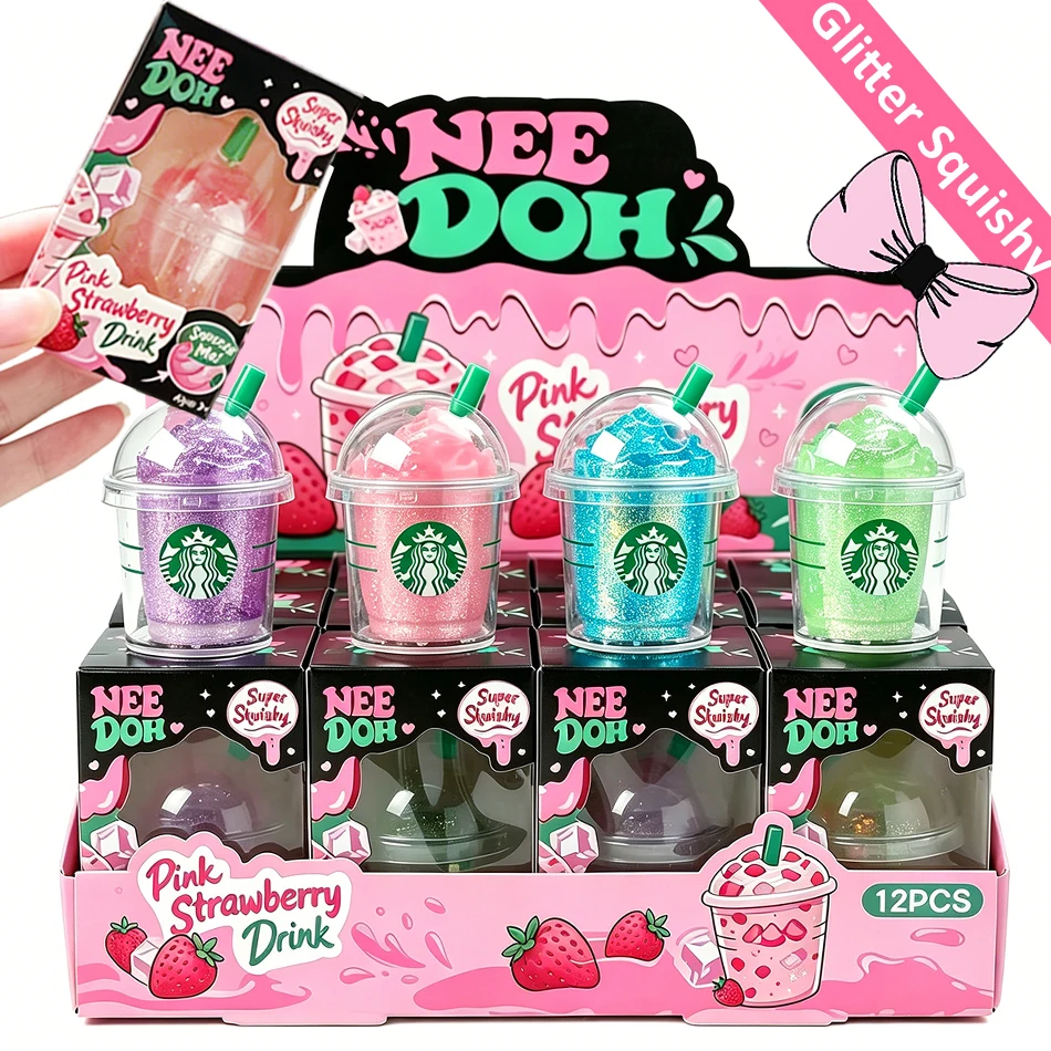 Niedliches Eiskaffeebecher-Squishy-Fidget-Spielzeug, bunt, zum Quetschen, Niedliches Stressabbau-Spielzeug, tragbarer Mini-Getränkebecher, Entspannungsspielzeug