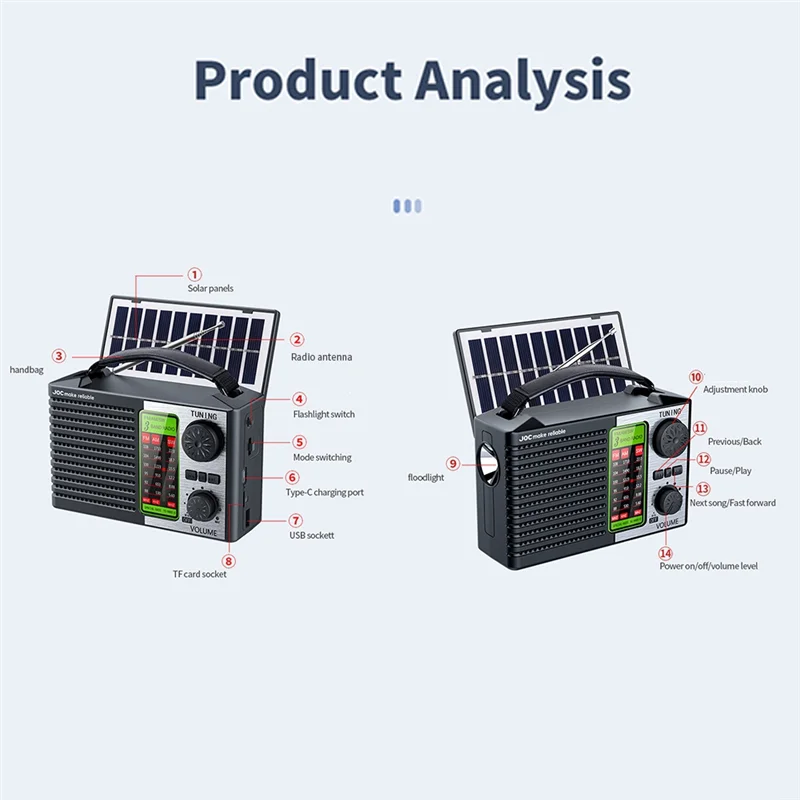 B03B-Portable AM FM SW Radio With Flashlight & BT Speaker Emergency Radio For Outdoor Camping And Emergency