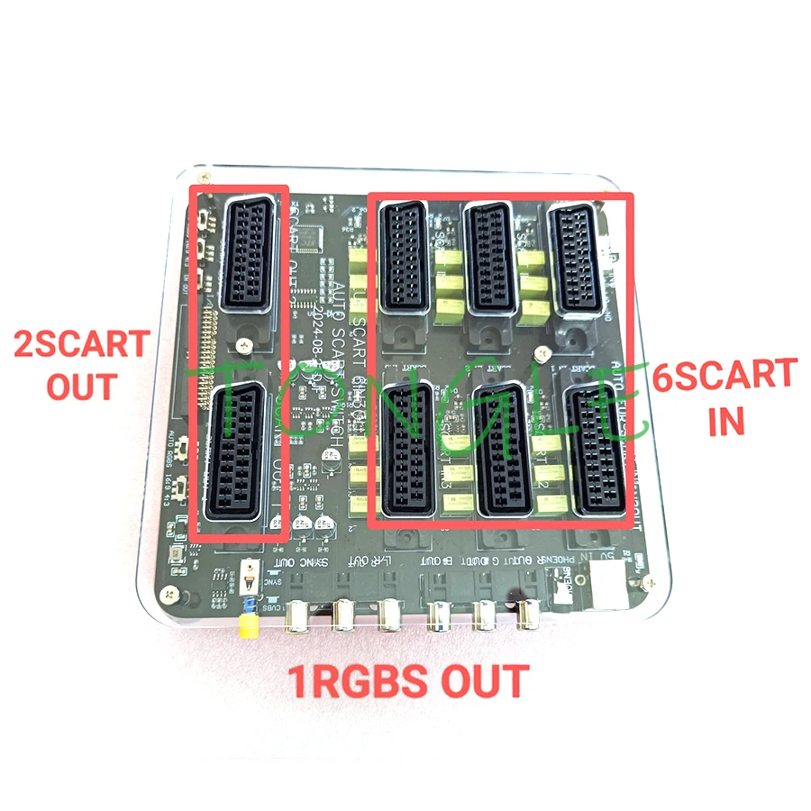 Automatic Switcher, 6 in 3 OUT, 6 Way in SCART ( EUR ) and 3 Way Out ( 2 * SCART European Output, 1 RGBS RCA Output) Distributor