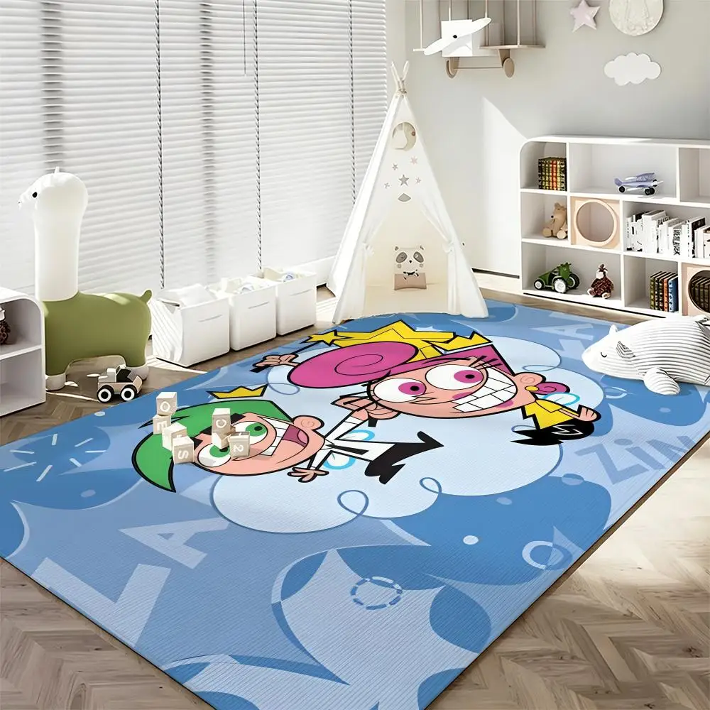 Cartoon T-The Fairly OddParents Floor Mat Soft Flannel Entrance Door Mat Non Slip Absorbent Bathroom Bedroom Floor Rug