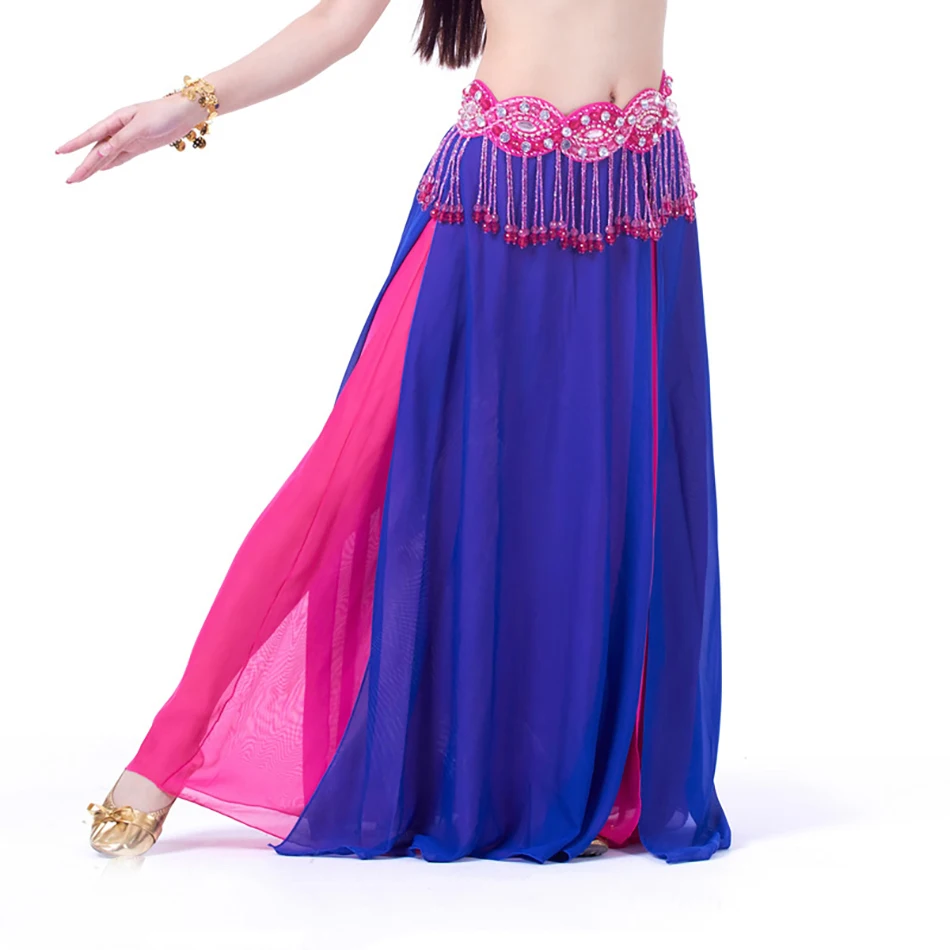 Double Slit Chiffon Skirt Belly Dance Sexy Skirt Dance Skirt Delly Dance Stage Performance Show Skirt Accessories Practice