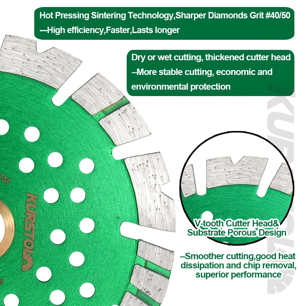 KURSTOL Concrete Cutting Disc 125mm 1/2/3/5/10pcs Granite Masonry Reinforced Concrete Natural Stone Paver Diamond Cutting Disc