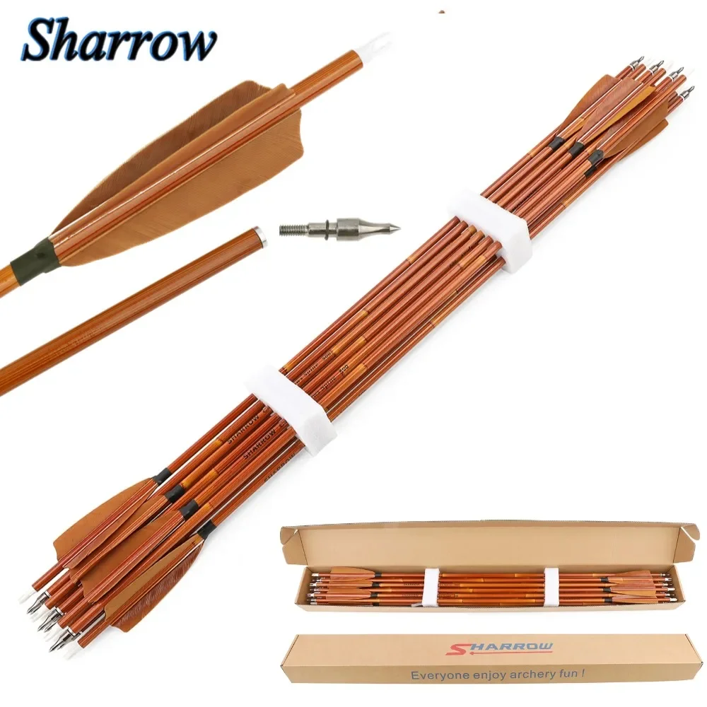 30inch Archery Mix Carbon Arrow SP500 ID6.2mm OD7.8mm with 4inch Turkey Feather for Bow and Arrow Shooting Hunting Accessories