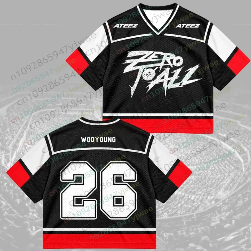 Summer Men's Women's ATEEZ Zero To All World Tour Jersey Fan Gift Short Sleeve T-shirt Tops Kpop Fans Gift
