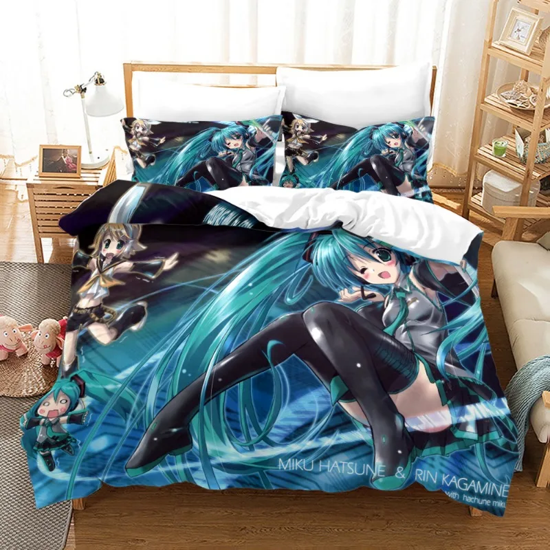 طقم غطاء لحاف هاتسون ميكو مع أغطية وسادات ، هاراجو أنيمي ، طباعة ثلاثية الأبعاد ، طقم مفارش سرير بحجم كبير ، كوسبلاي كاواي ، ديكور غرفة النوم