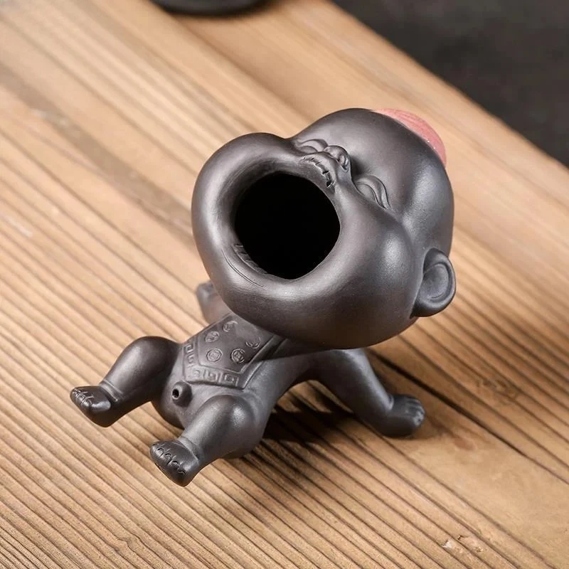 

Purple Clay Urine Children's Tea Pet Home Care Small Person Stand Decoration Fun Urine Doll Tea Play Kung Fu Tea Set Accessories