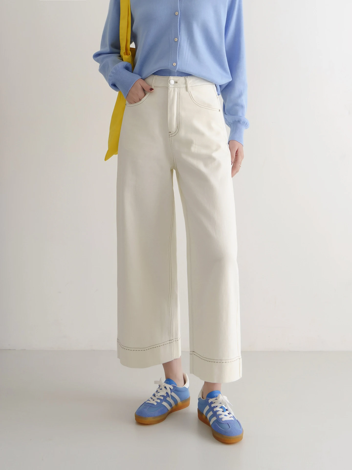 

Женские широкие джинсы Floradance с высокой талией, из мягкого хлопка, весенне-летние, свободного кроя, прямые, укороченные брюки-капри