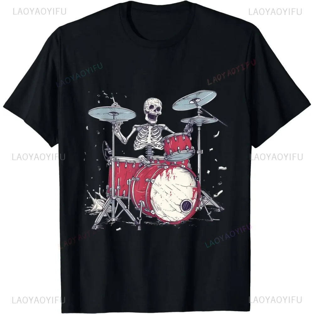 Beat A Drum Rock Skull Design Perfect for Any Occasion Tee Fashion Casual Streetwear Hip-hop Hipster O-neck Hot Sale Tops Tshirt