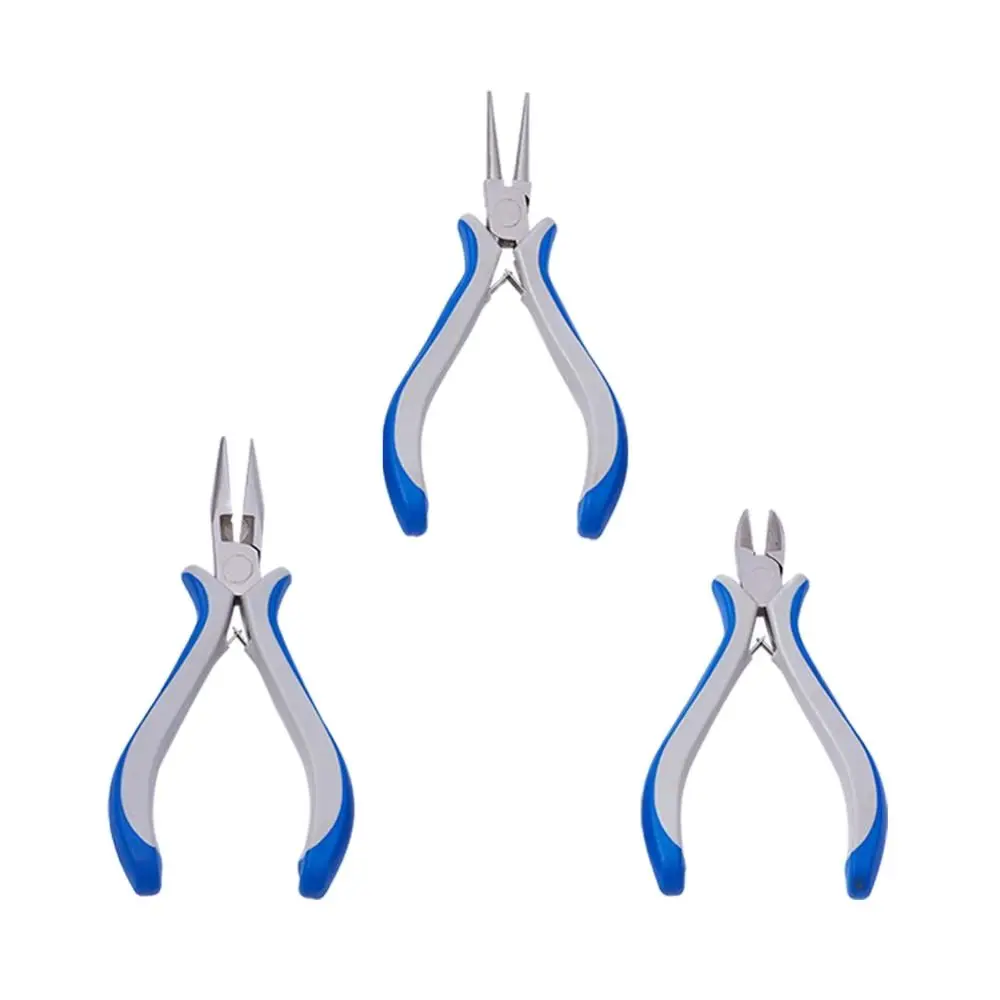 Pandahall Plier Sets For DIY Jewelry Making Tool Round Nose Side Cutting Pliers and Wire Cutters Blue 110~125x70mm Drop Shipping