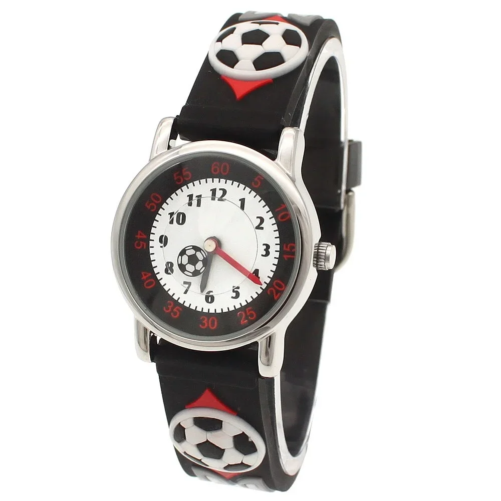 Fashion Kids Quartz Wristwatch 3D Rubber Strap Cartoon Sports Design Boys Students Watch