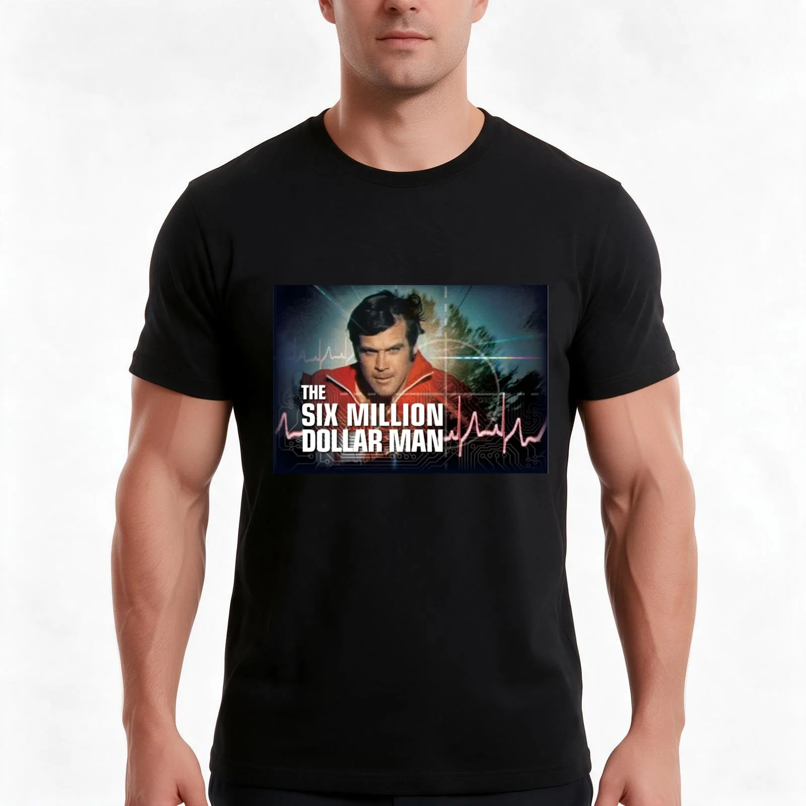 The Six million Dollar Man T-Shirt, Summer Casual Cotton Tee, Oversized Streetwear Tops, Vintage Graphic Print, Unisex Men Women