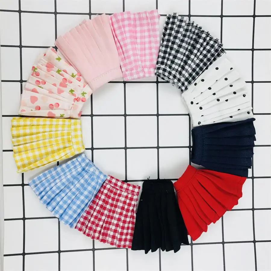 

Handmade blyth Clothes 1PCS School Uniform Grid All-Match Style Pleated Skirt for Blyth Licca 1/6