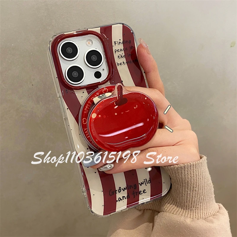 Korean Cute Cartoon Red Apple Magnetic Holder Phone Griptok Grip Tok Stand Support For iPhone For Magsafe Accessories Smart Tok view 2
