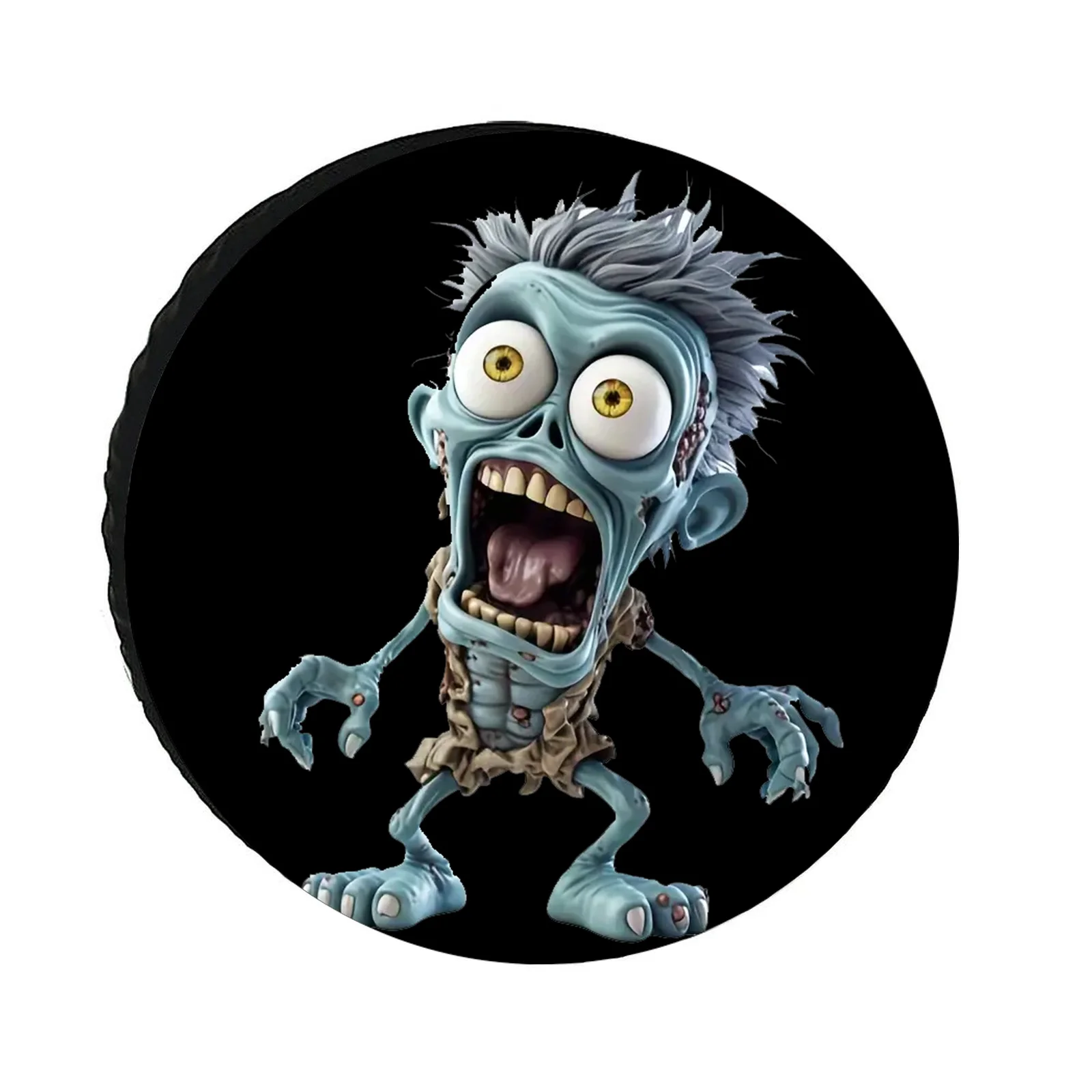 Funny Blue Zombie Spare Tire Cover - Waterproof Polyester Wheel Protector For RVs, Campers & Travel Trailers