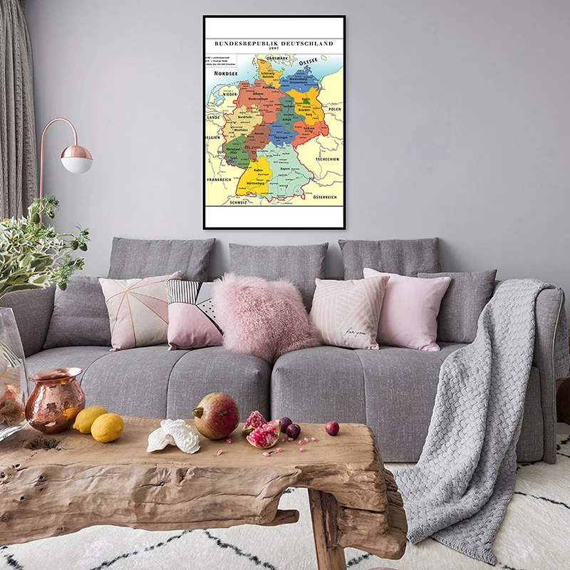 42*59cm Map of Germany Wall Unframed Map In German Non-woven Canvas Painting Decorative Poster Unframed Print Home Decoration