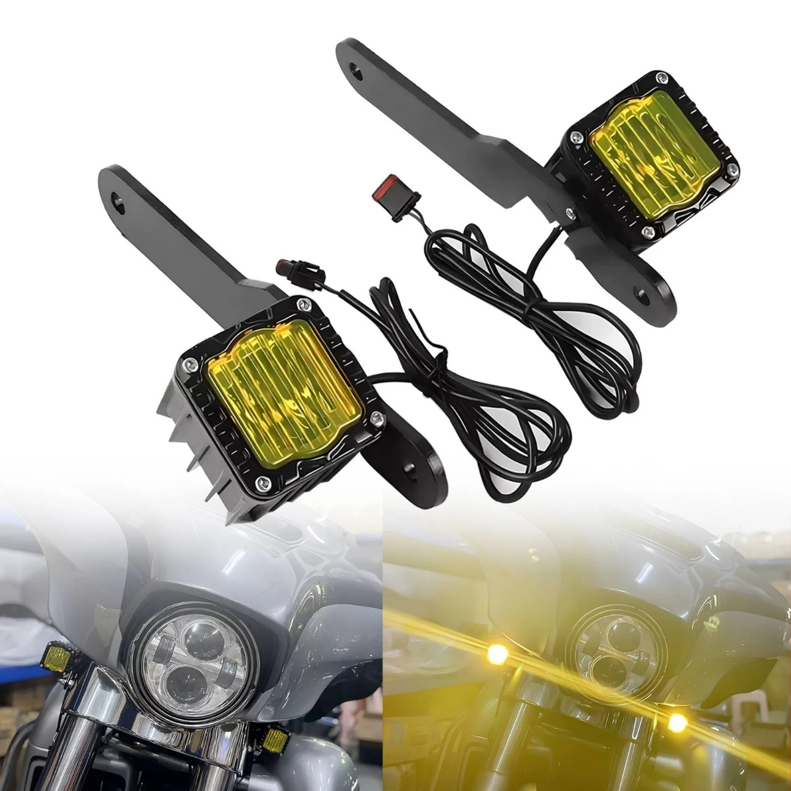 2 Pieces Motorcycle Auxiliary Light with Mount Brackets Waterproof Motorcycle Auxiliary Light Compact Universal