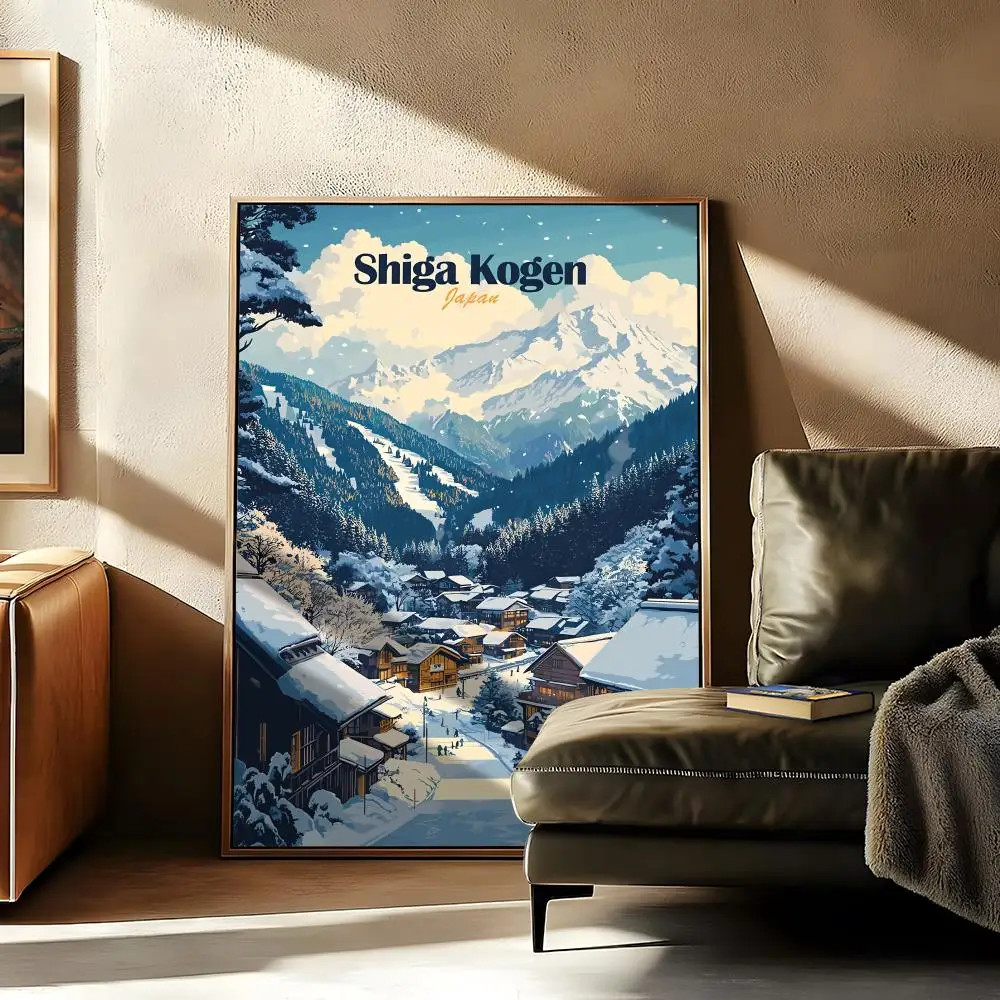 الشتاء جبل الثلج الفن اللوحة الخط صديقة للبيئة قماش مقاوم للماء المشارك الفن ، هدية تزيين المنزل والحمام