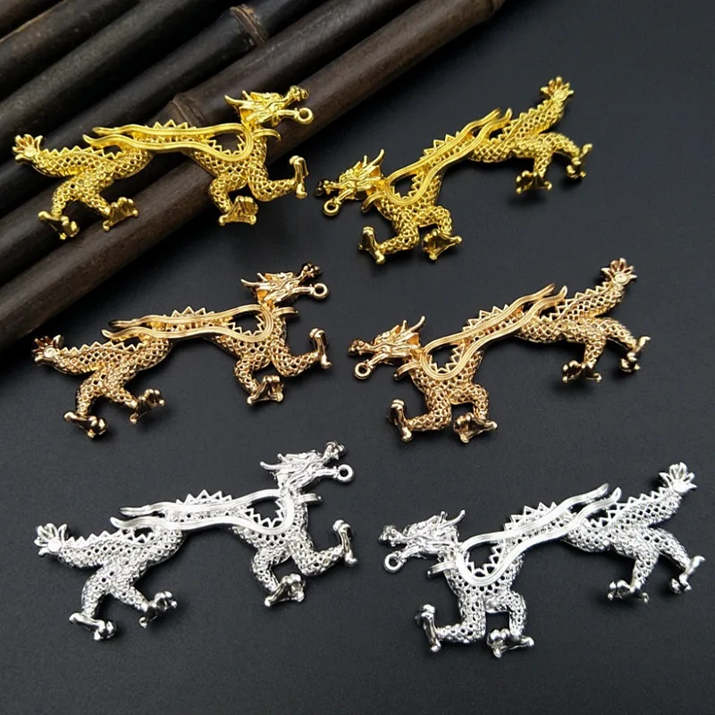 

Ancient Dragon Large Connectors DIY Je welry Accessory 5Pairs Wholesale Gold Silver Plated Metal Ornaments for Decor Accessories