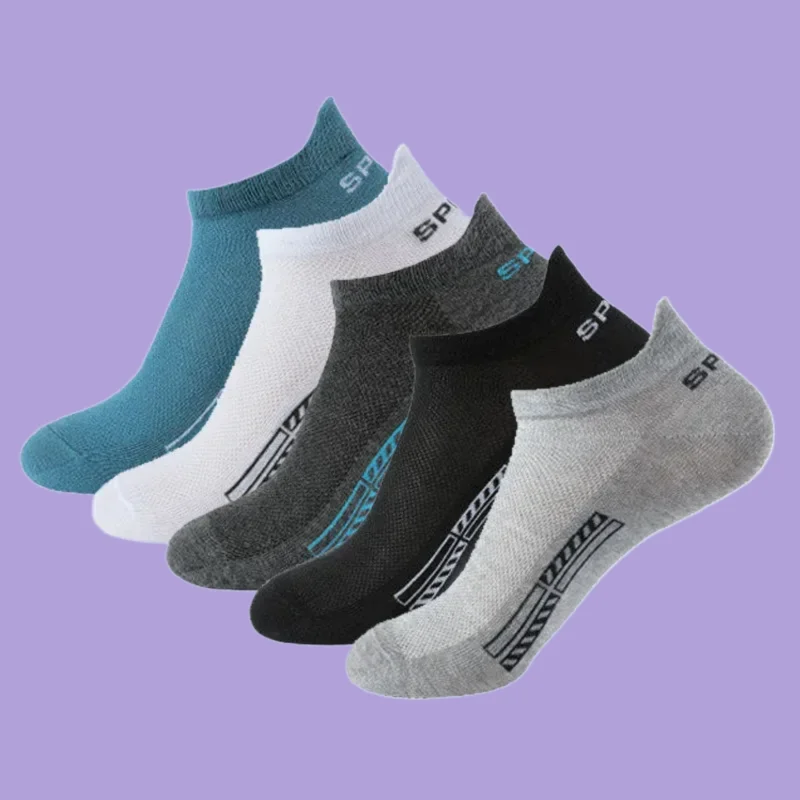 5/10 Pairs Fashion Men Casual Sports Boat Socks Cotton High Quality Low Top Mesh Breathable Women Ankle Soft Trend Short Socks