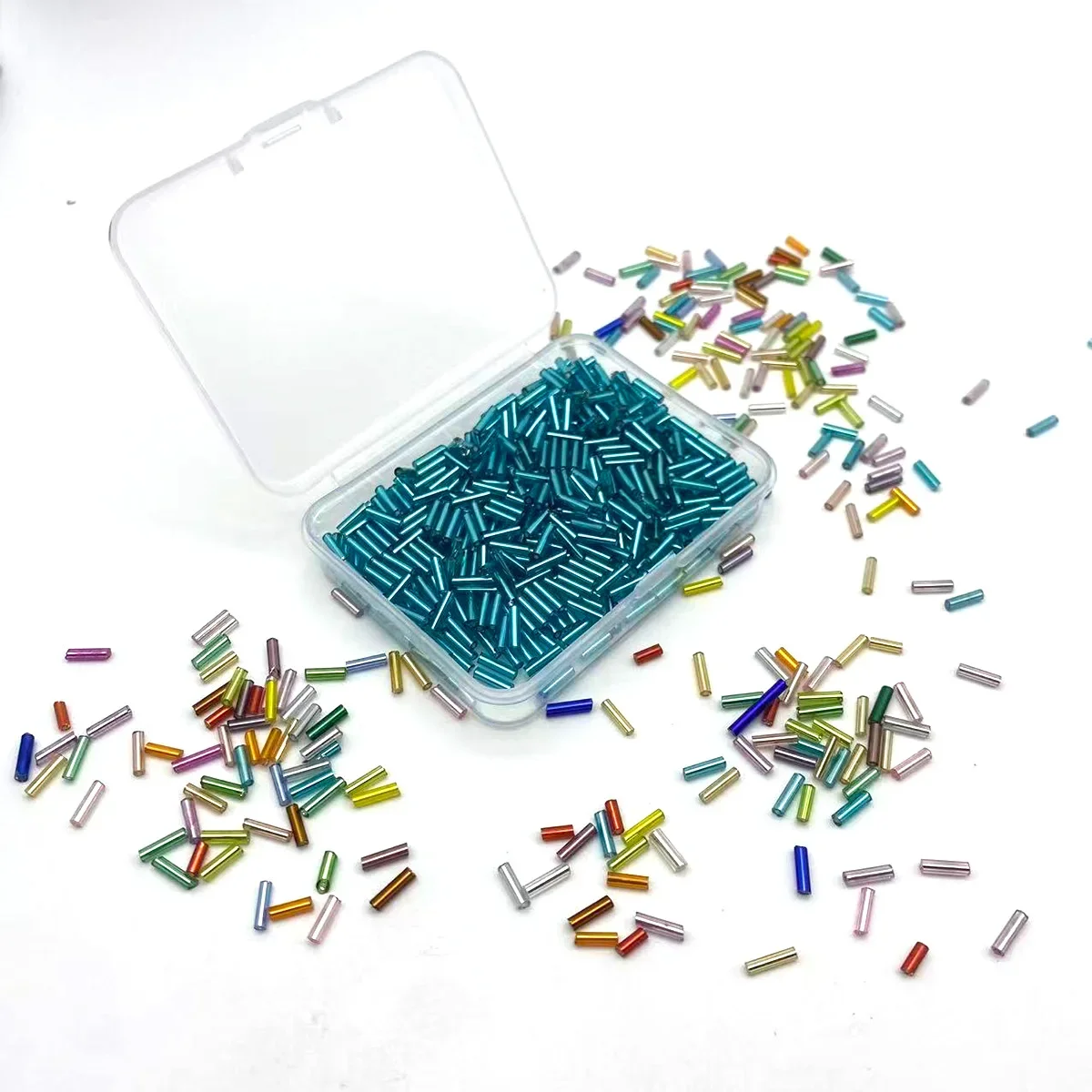 

Internal silver plated triple tube 2 * 7mm Glass tube shaped dispersed beads Handmade DIY bracelet necklace making materials