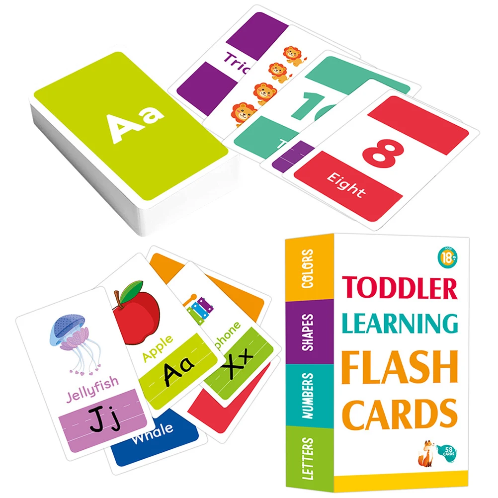 58 ورقة بطاقات فلاش للأطفال الصغار، تنسيق العين، التعلم الحسي للرضع والأطفال الصغار، لعبة تعليمية