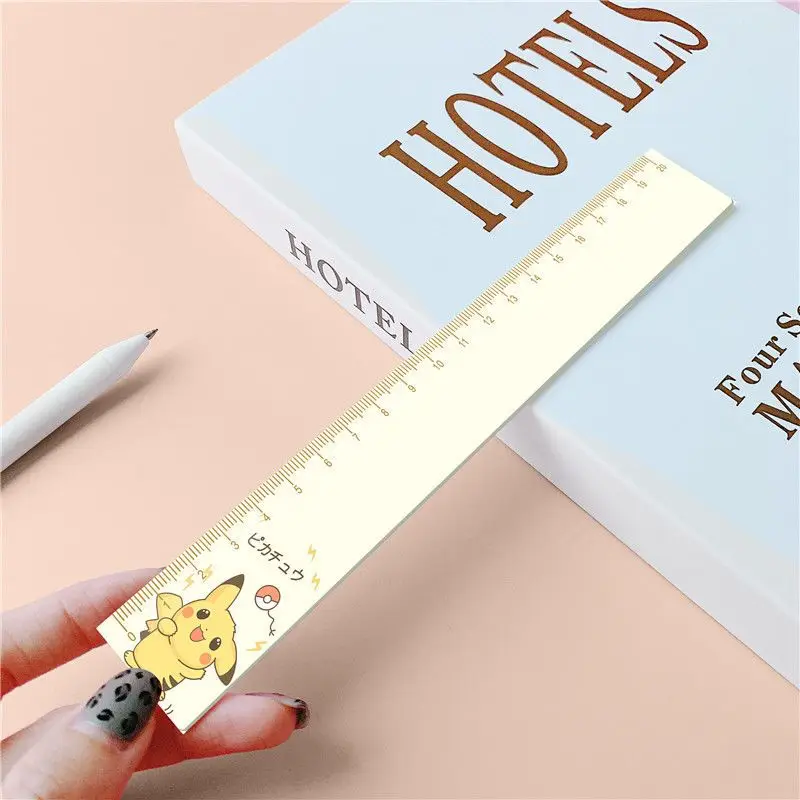 Pokemon Cartoon Pikachu Ruler Kawaii Stationery 20CM Straightedge Student Measuring Tools Rectilinear Drawing Math Accessories