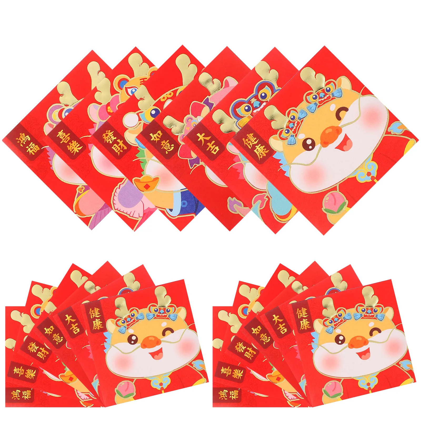 

24 Pcs Red Envelopes 2024 Dragon Year Spring Festival Lucky Money Bags Chinese New Year Gift Packets