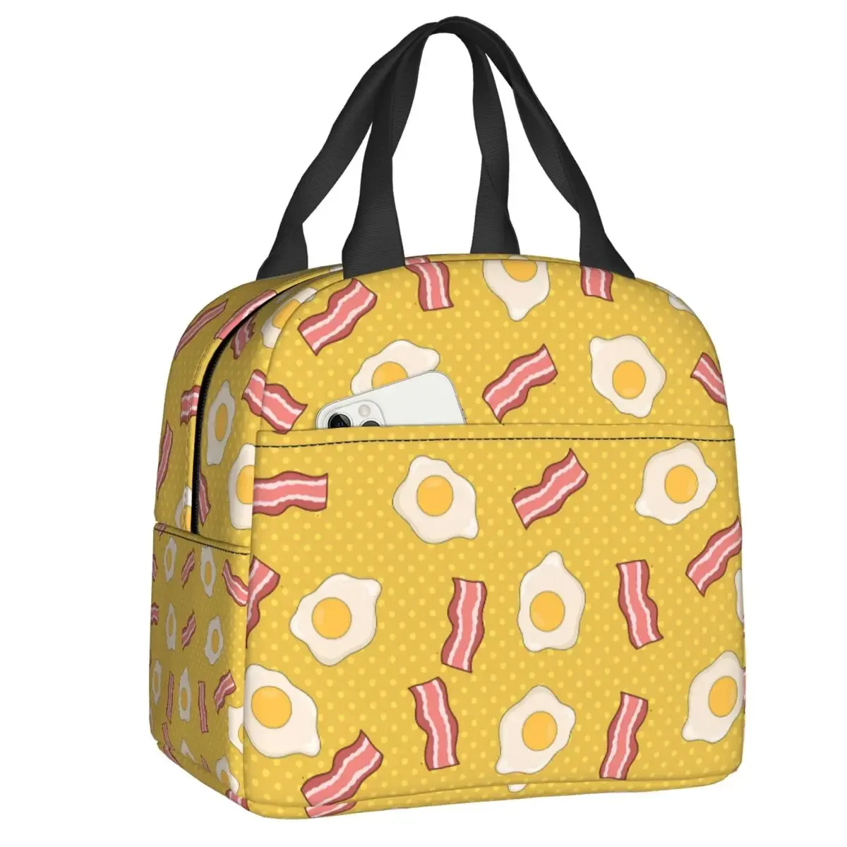 Mulheres costas e ovo Pop Art lancheira padrão, impermeável, refrigerador térmico, alimentos, isolados, escola, crianças, estudante