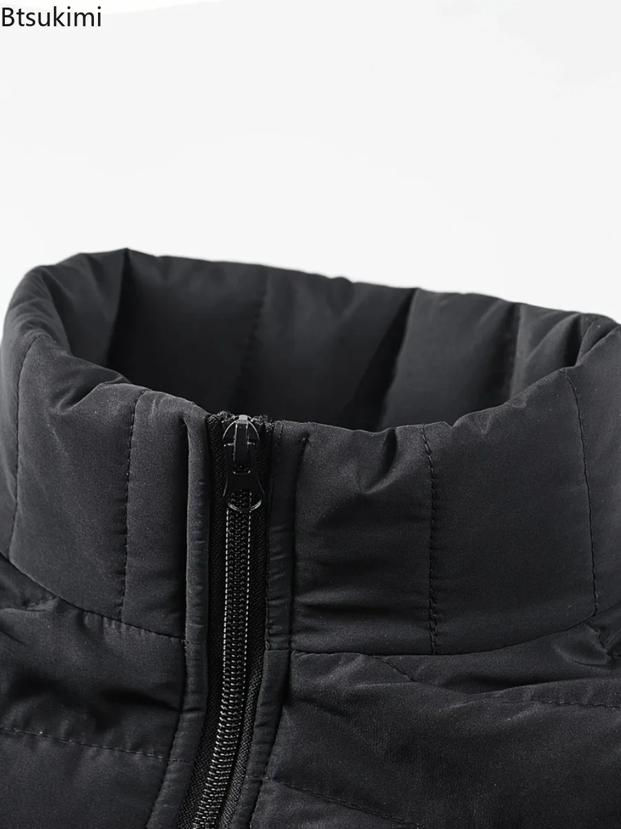 Winter Men's Lightweight Parka Jackets Fashion Stand Collar Zipper Slim Warm Waterproof Jackets Men Work Outdoor Windbreak Coats