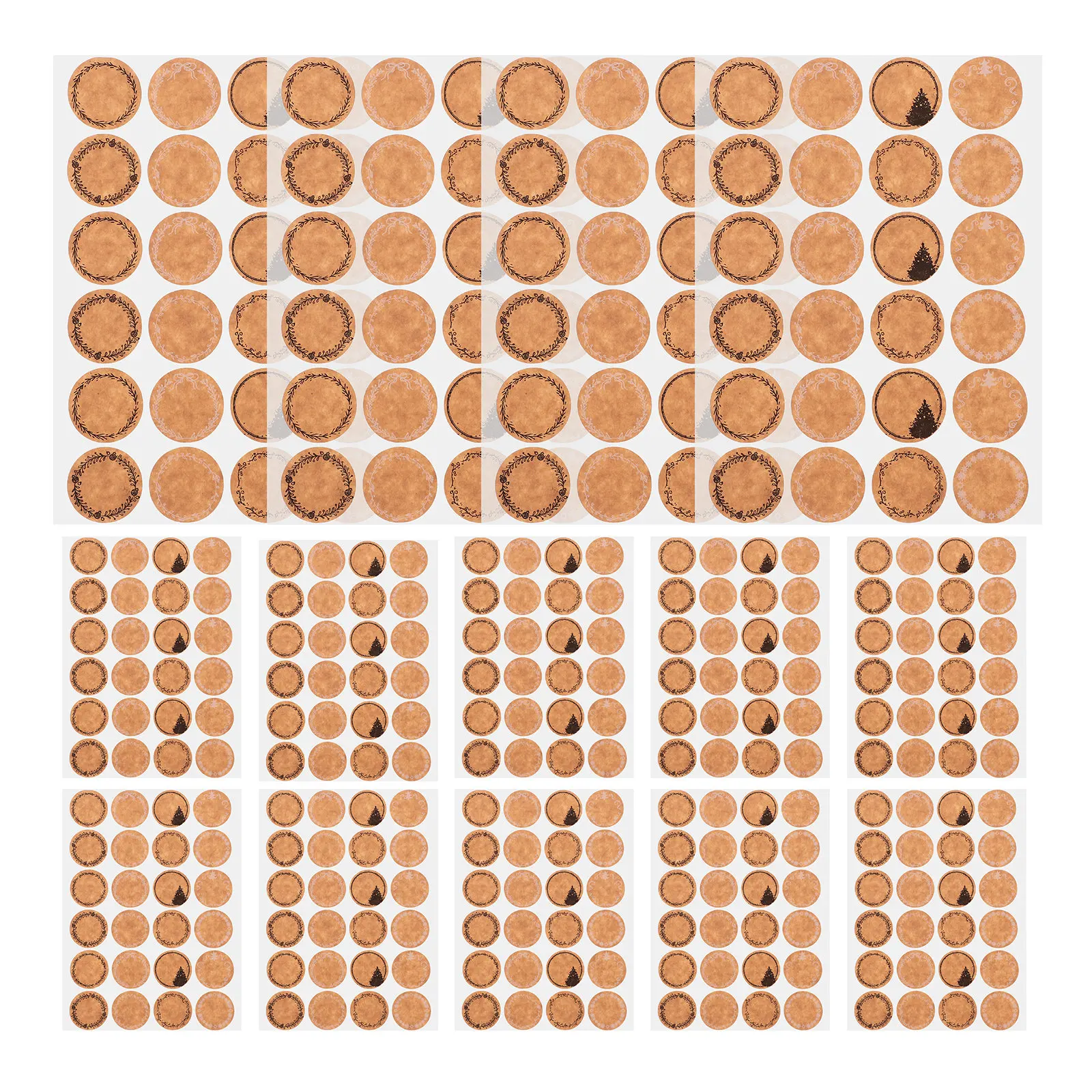 600Pcs Round Self-Adhesive Decorative Stickers Kraft Labels for Containers Bottles Candy Bags Greeting Cards DIY Sealing