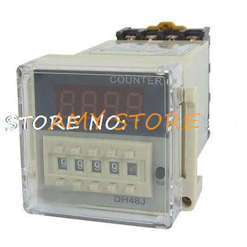 DH48JA 1- 999900   Relé contador digital de montaje en panel con base AC/DC 12V 50/60Hz