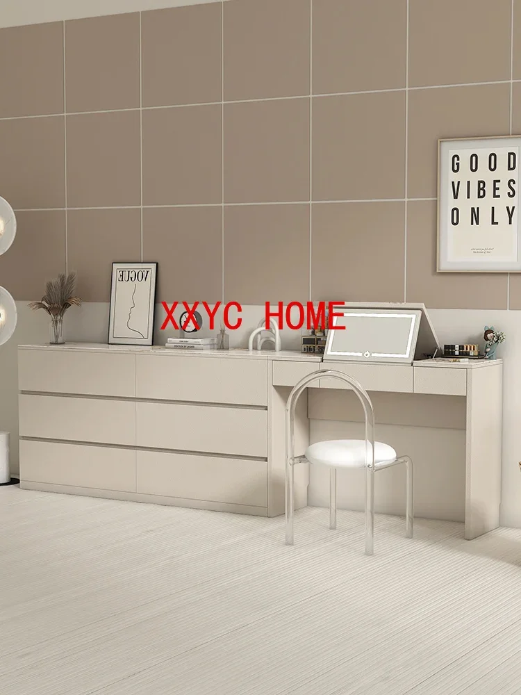 

Stone Plate Cream Style Flip Dressing Table Integrated Modern Minimalist Small Bedroom Tailstock Storage Cabinet