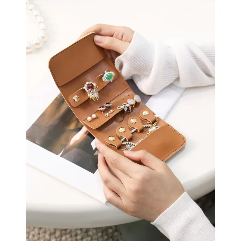 

Jewelry Storage Bag Earring Necklace Classification Supplies Travel Portable Ring Placement Bag Vintage Book Volume Folding Bags